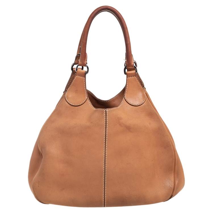 Pre Owned Tod's Beige Leather Front Pocket Hobo