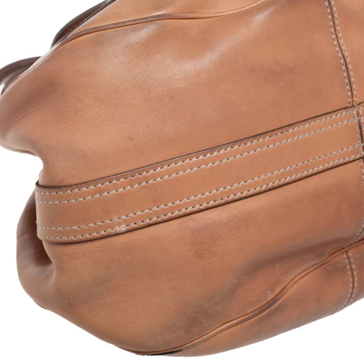 Pre Owned Tod's Beige Leather Front Pocket Hobo