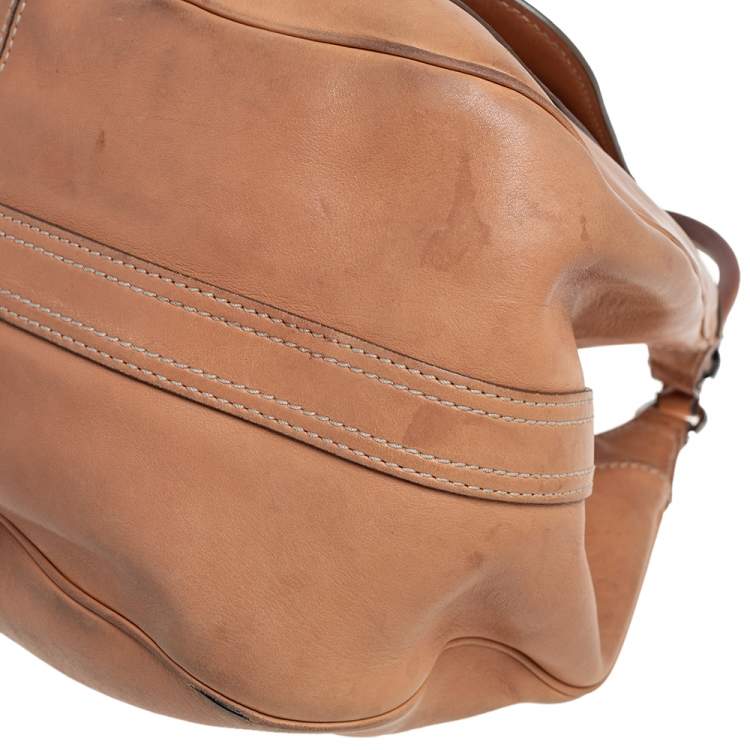 Pre Owned Tod's Beige Leather Front Pocket Hobo