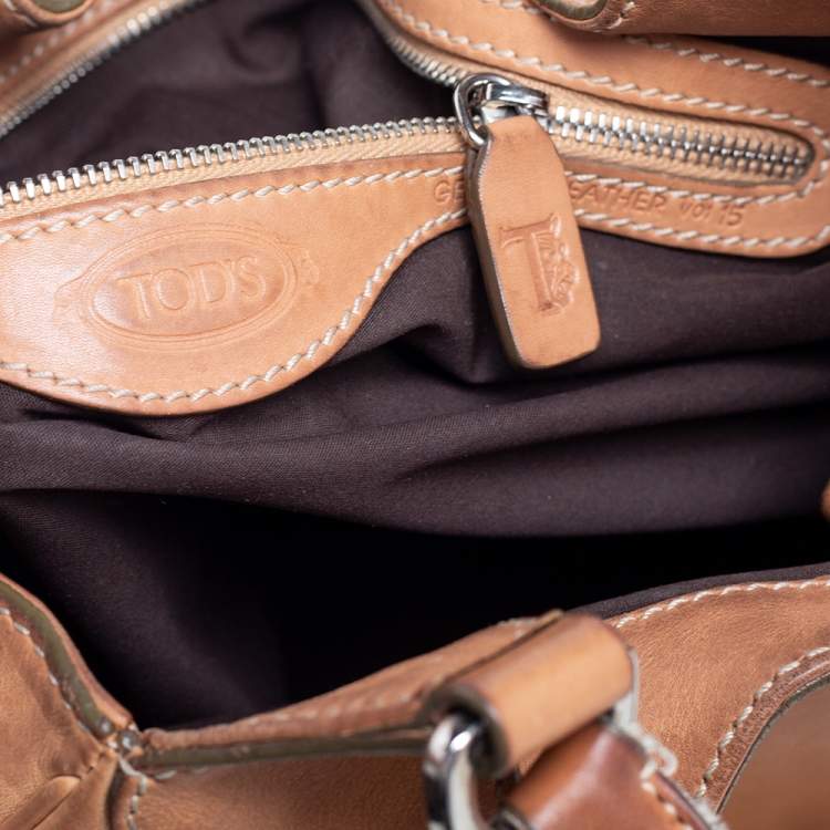 Pre Owned Tod's Beige Leather Front Pocket Hobo