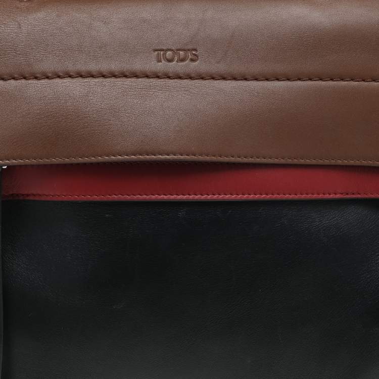 Pre Owned Tod's Black/Beige Leather Wave Top Handle Bag