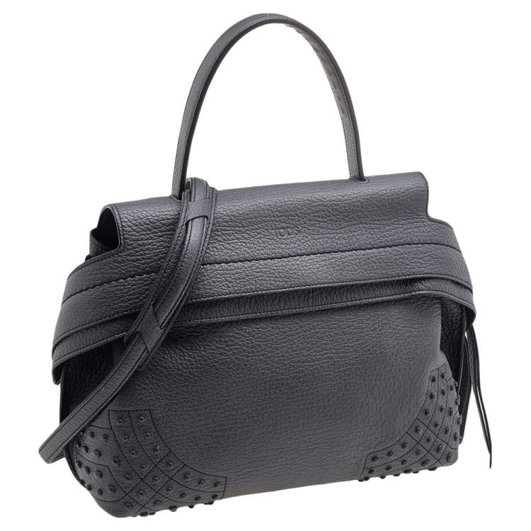 Pre Owned Tod's Grey Leather Wave Top Handle 