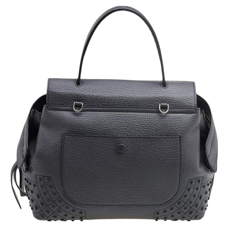 Pre Owned Tod's Grey Leather Wave Top Handle 
