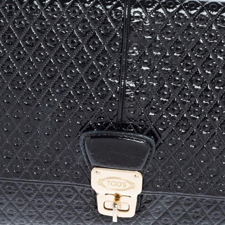 Pre Owned Tod's Black Patent Leather Flap Clutch