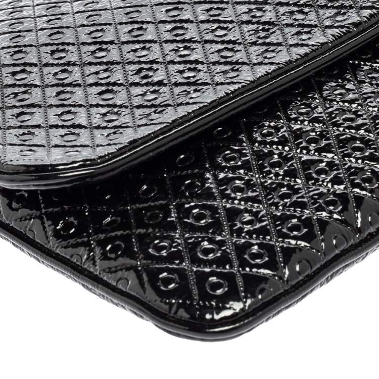 Pre Owned Tod's Black Patent Leather Flap Clutch