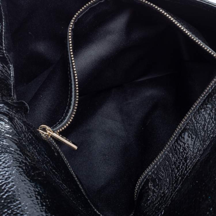 Pre Owned Tod's Black Patent Leather Flap Clutch