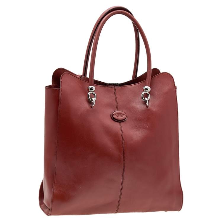 Pre Owned Tod's Rust Red Leather Tote