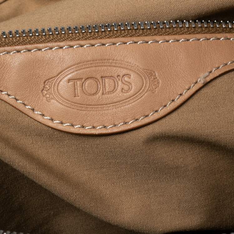 Pre Owned Tod's Beige Leather Took Tracolla Media Hobo Bag