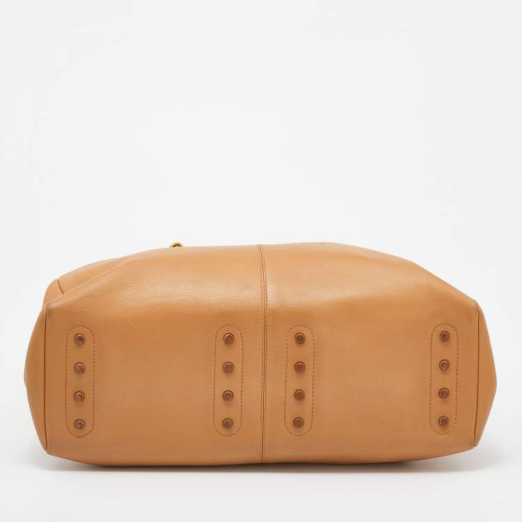 Pre Owned Tod's Beige Leather Medium Mocassino Tote