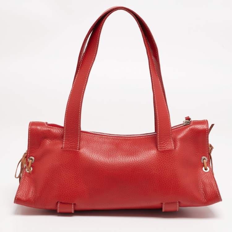 Pre Owned Tod's Red Leather Duffle Bag