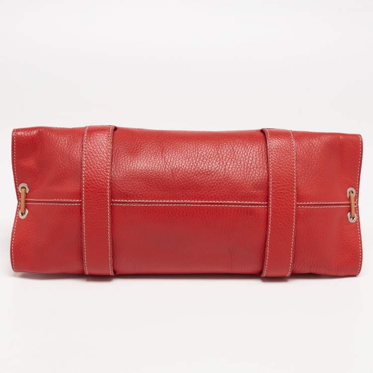Pre Owned Tod's Red Leather Duffle Bag