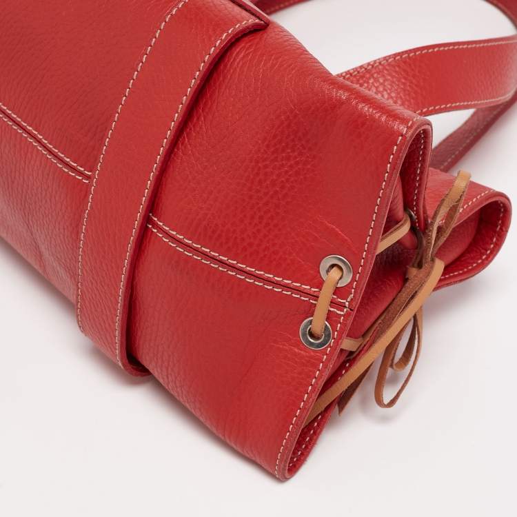 Pre Owned Tod's Red Leather Duffle Bag