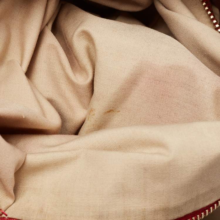 Pre Owned Tod's Red Pebbled Leather Benji Sacca Hobo