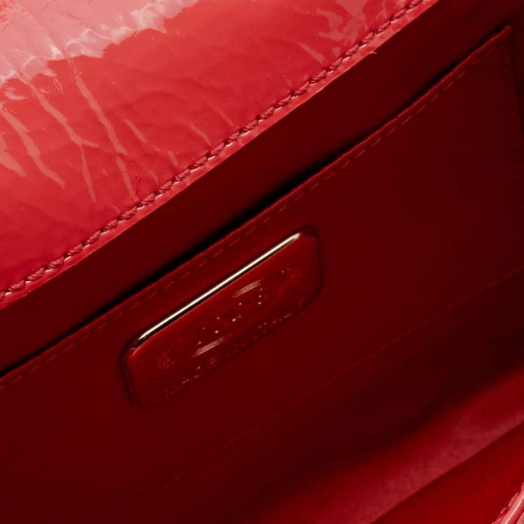 Pre Owned Tod's Coral Orange Signature Embossed Patent Leather Flap Shoulder Bag