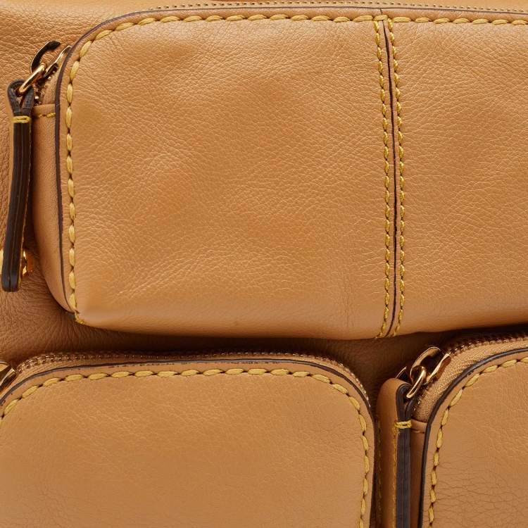 Pre Owned Tod's Beige Leather Multi Pocket Satchel