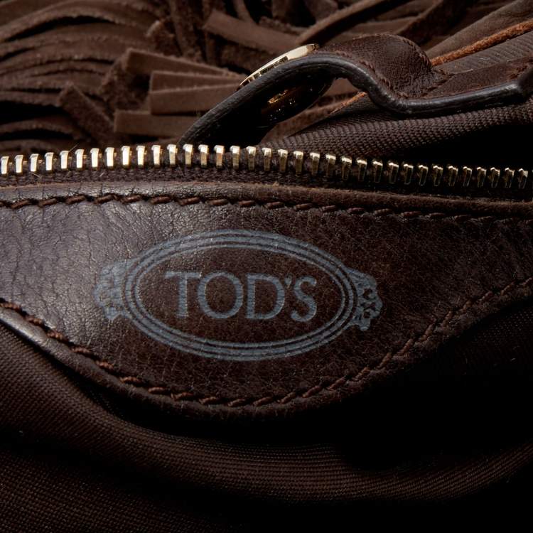 Pre Owned Tod's Brown Suede and Leather G-Line Frange Media Tote