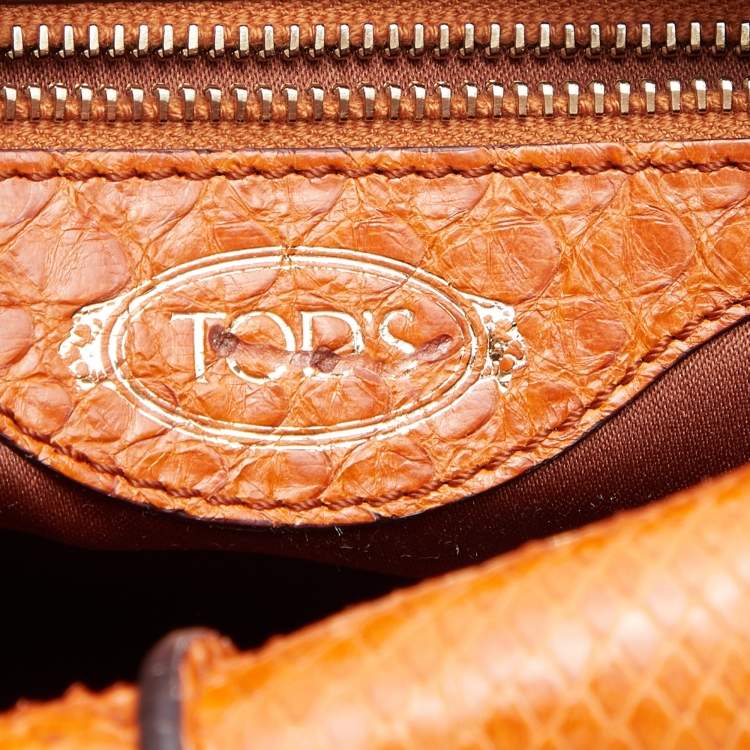 Pre Owned Tod's Orange/Brown Python D-Styling Satchel