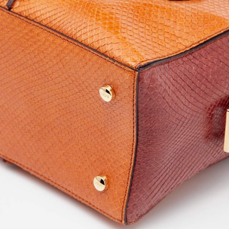Pre Owned Tod's Orange/Brown Python D-Styling Satchel