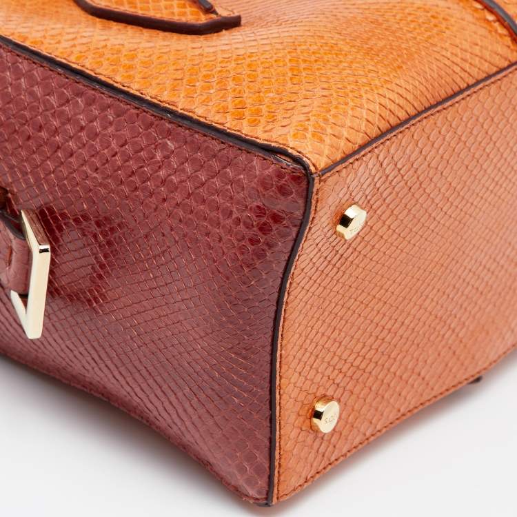 Pre Owned Tod's Orange/Brown Python D-Styling Satchel