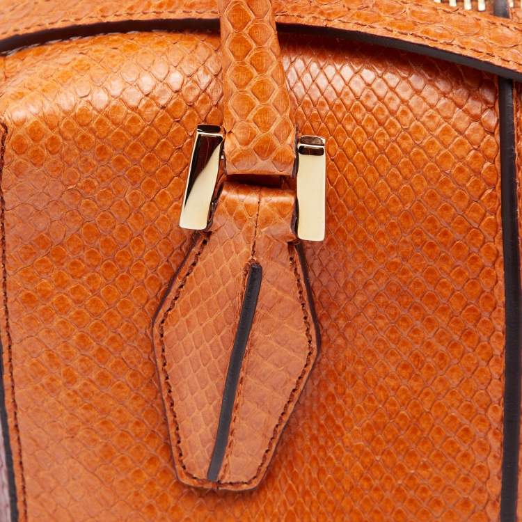 Pre Owned Tod's Orange/Brown Python D-Styling Satchel