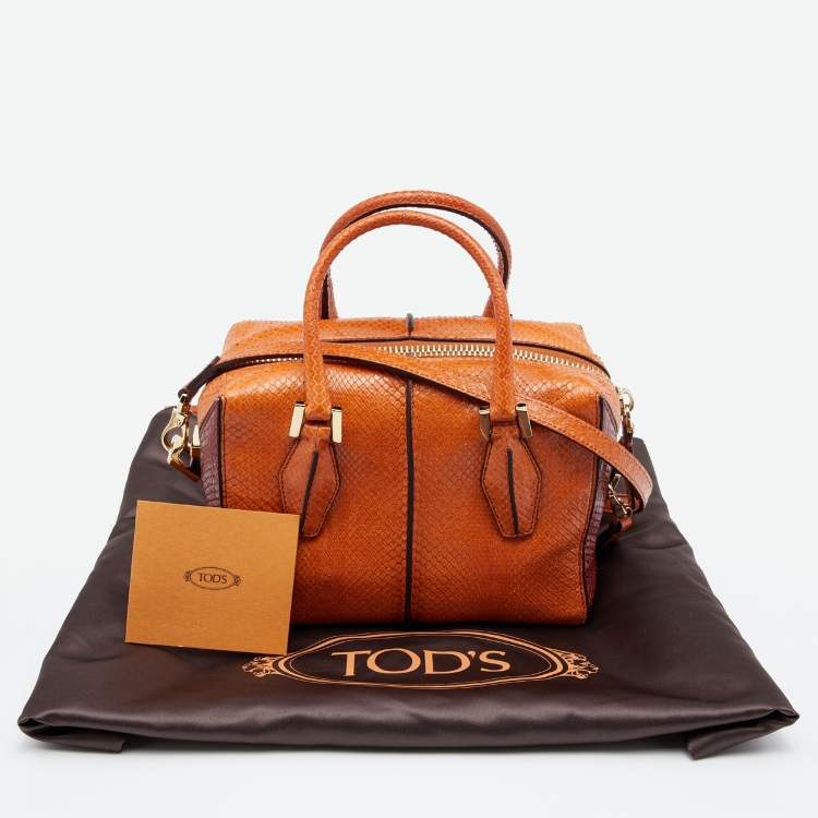 Pre Owned Tod's Orange/Brown Python D-Styling Satchel