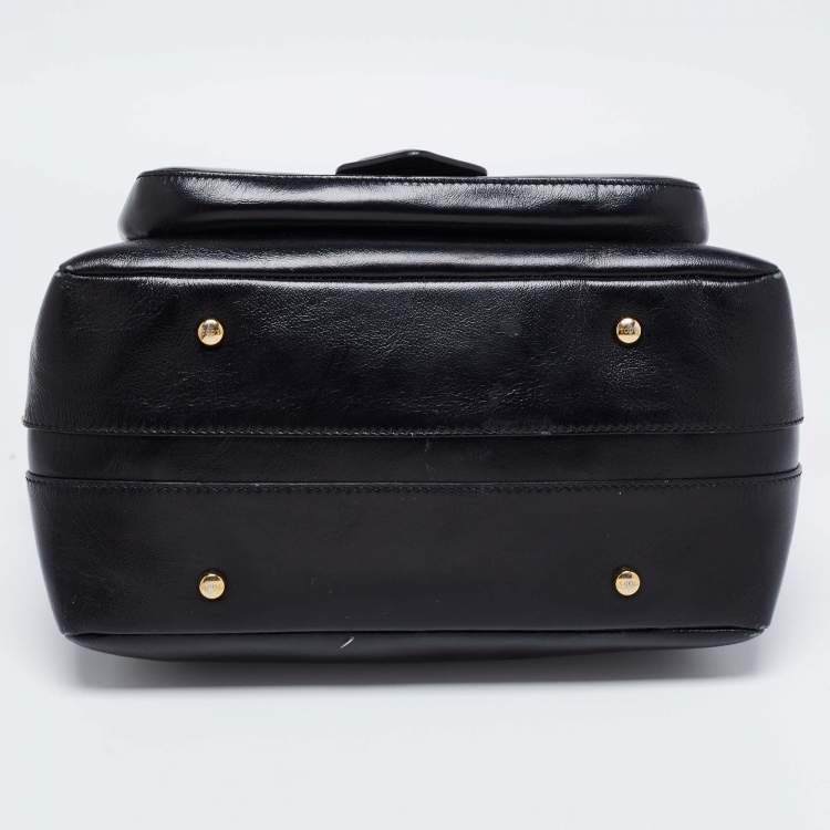 Pre Owned Tod's Black Leather Front Pocket Satchel