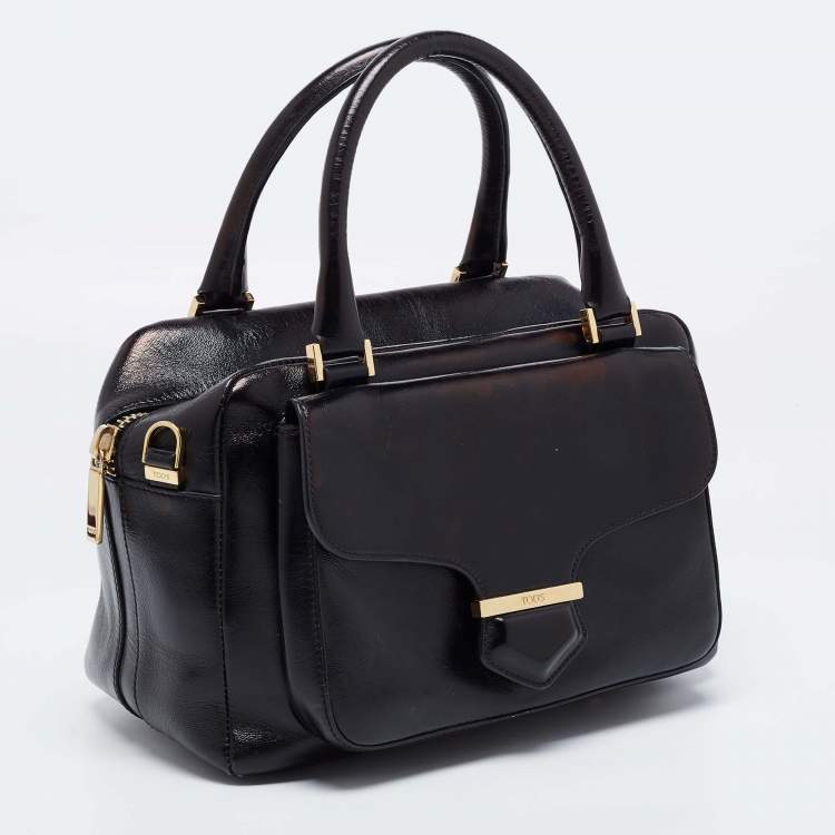 Pre Owned Tod's Black Leather Front Pocket Satchel
