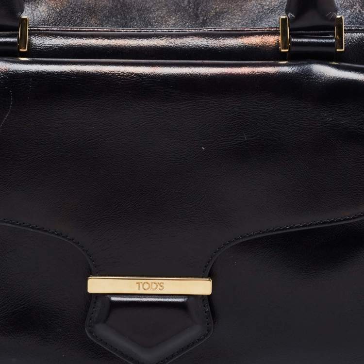 Pre Owned Tod's Black Leather Front Pocket Satchel