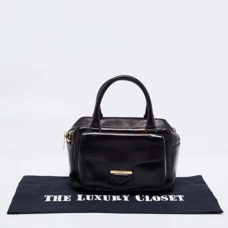 Pre Owned Tod's Black Leather Front Pocket Satchel