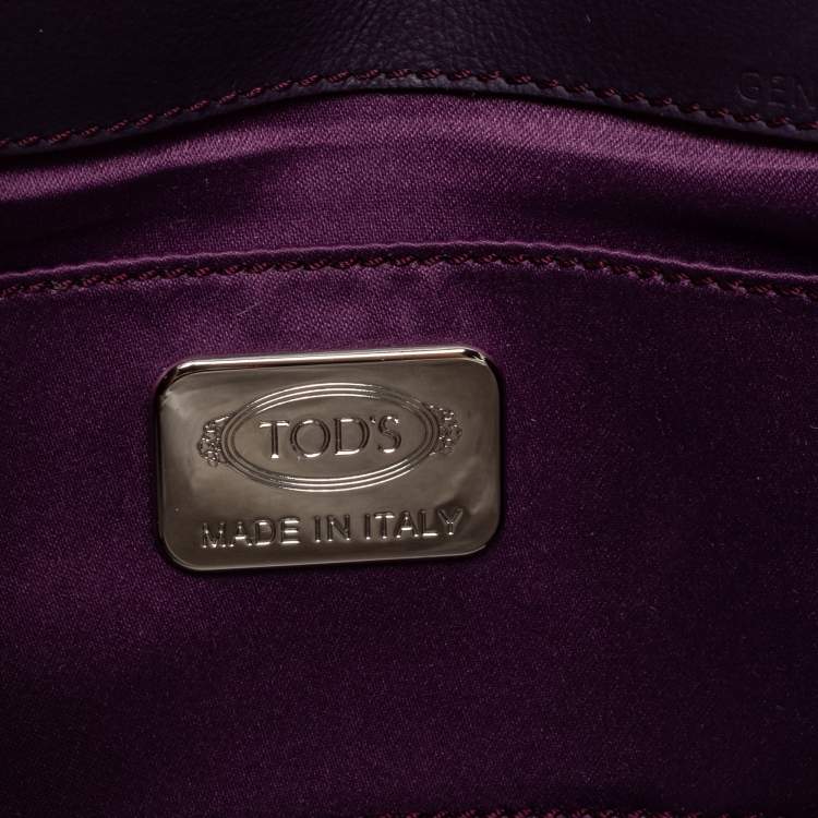 Pre Owned Tod's Purple Signature Embossed Leather Bandoliera Chain Bag
