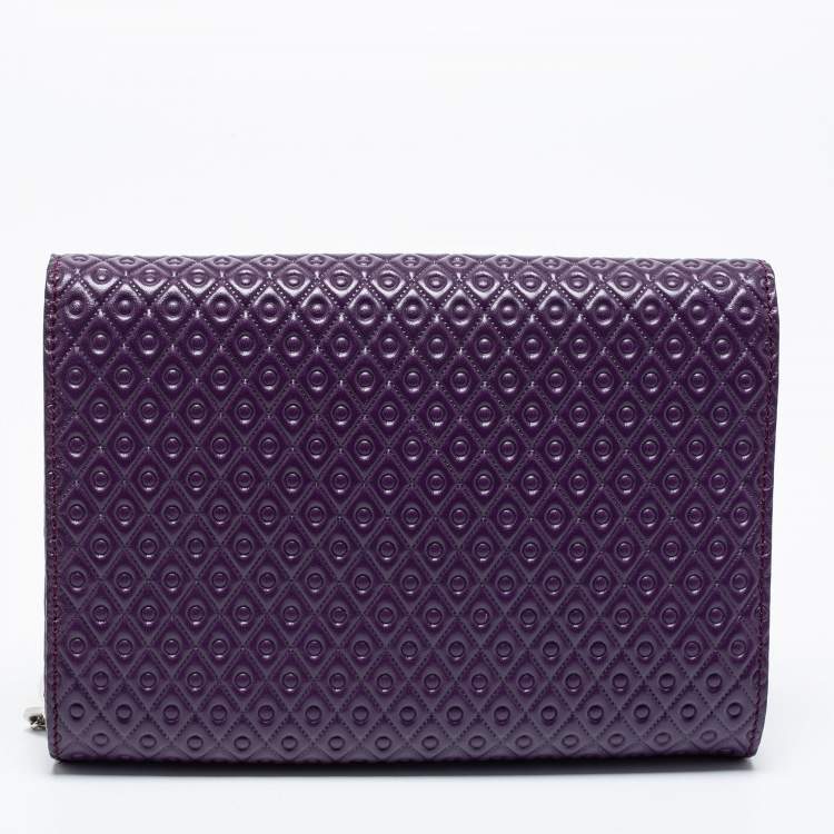 Pre Owned Tod's Purple Signature Embossed Leather Bandoliera Chain Bag