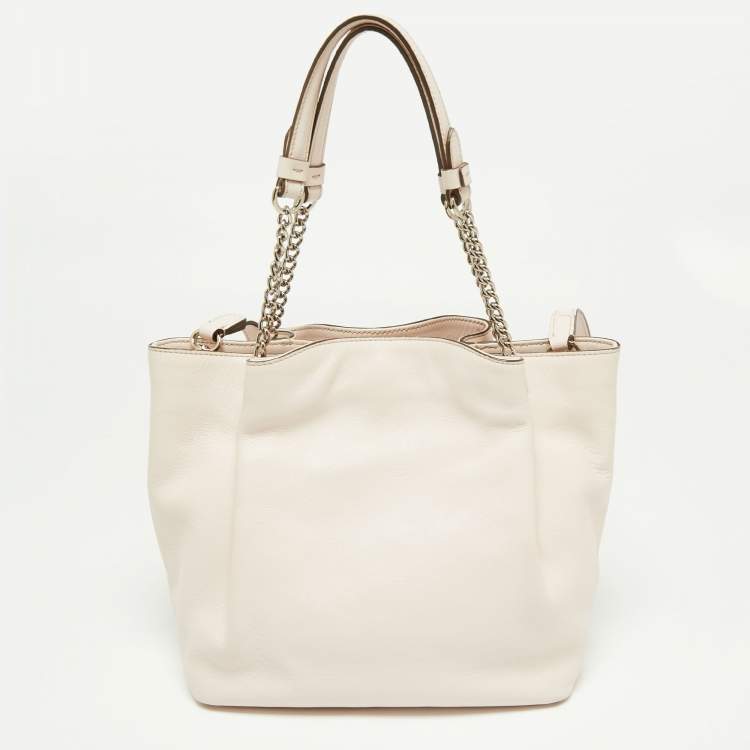 Pre Owned Tod's Pink Leather Mini Flower Chain Tote