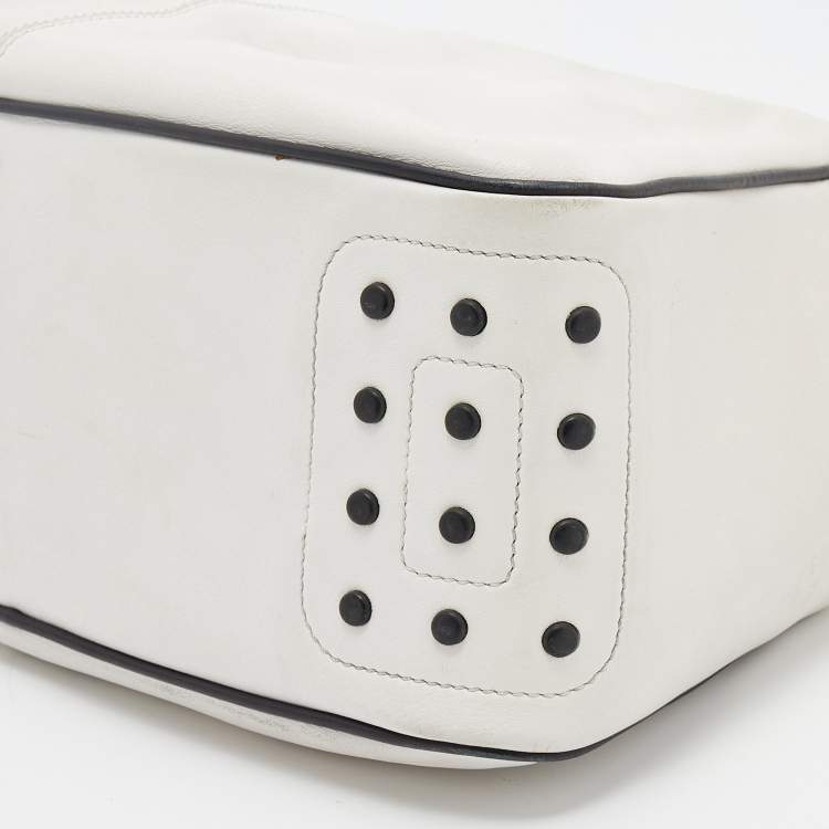 Pre Owned Tod's White/Black Leather Micky Hobo
