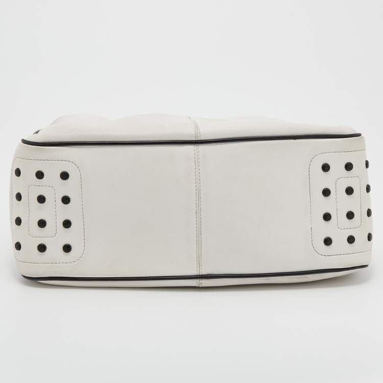 Pre Owned Tod's White/Black Leather Micky Hobo