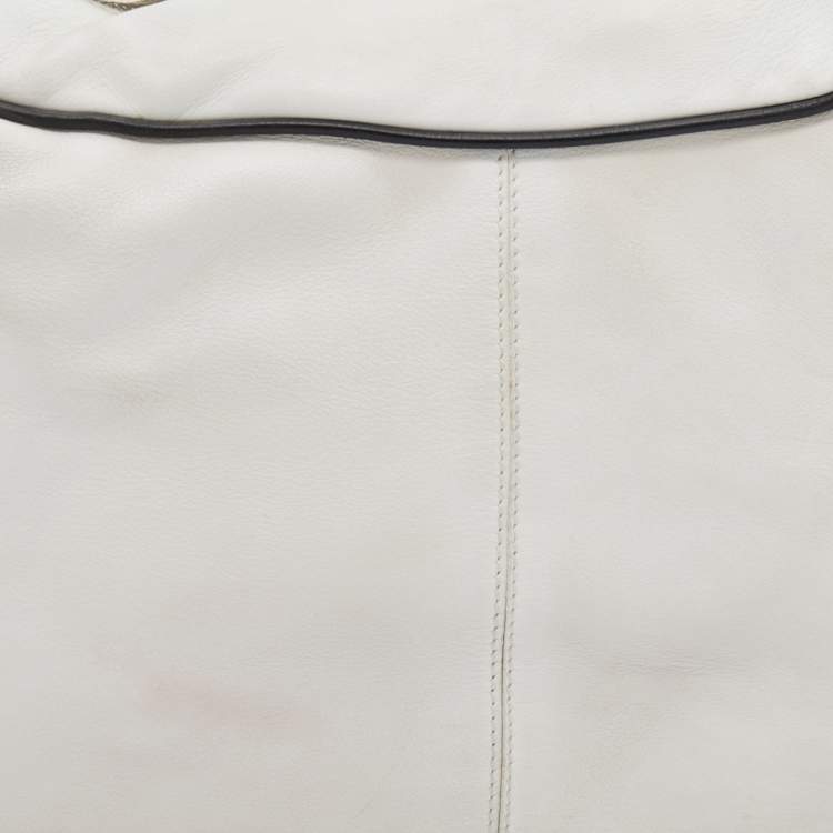 Pre Owned Tod's White/Black Leather Micky Hobo