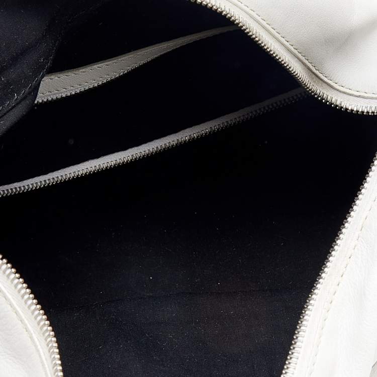 Pre Owned Tod's White/Black Leather Micky Hobo