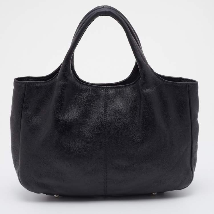 مملوكة مسبقًا Tod's Black Leather Shopping Media Tote