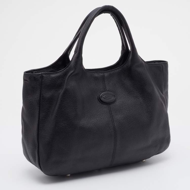 مملوكة مسبقًا Tod's Black Leather Shopping Media Tote