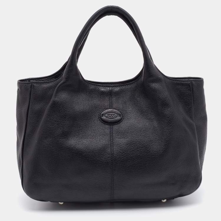 مملوكة مسبقًا Tod's Black Leather Shopping Media Tote