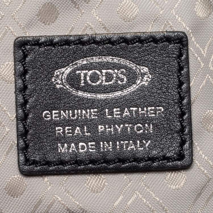 Pre Owned Tod's Black/Beige Leather And Python D-Styling Bauletto Satchel