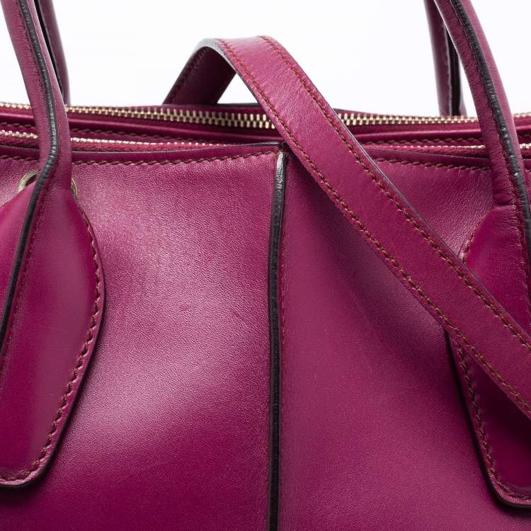 Pre Owned Tod's Purple Leather Small D-Styling Shopper Tote
