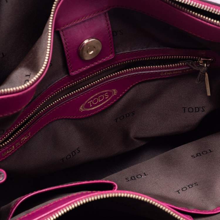 Pre Owned Tod's Purple Leather Small D-Styling Shopper Tote