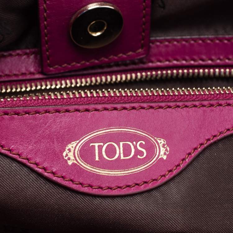 Pre Owned Tod's Purple Leather Small D-Styling Shopper Tote