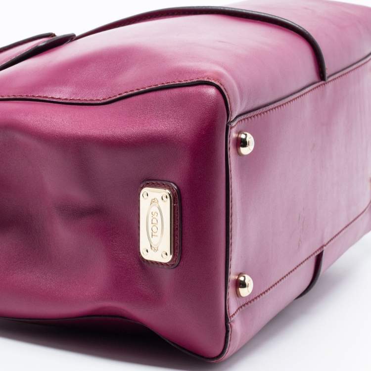 Pre Owned Tod's Purple Leather Small D-Styling Shopper Tote
