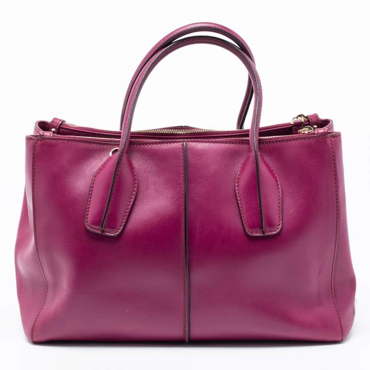 Pre Owned Tod's Purple Leather Small D-Styling Shopper Tote