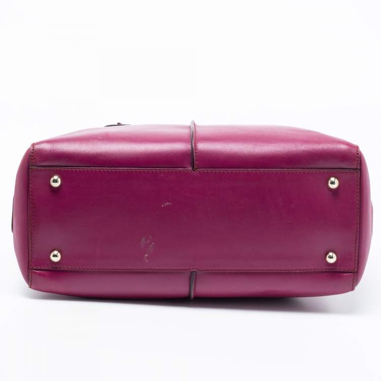 Pre Owned Tod's Purple Leather Small D-Styling Shopper Tote