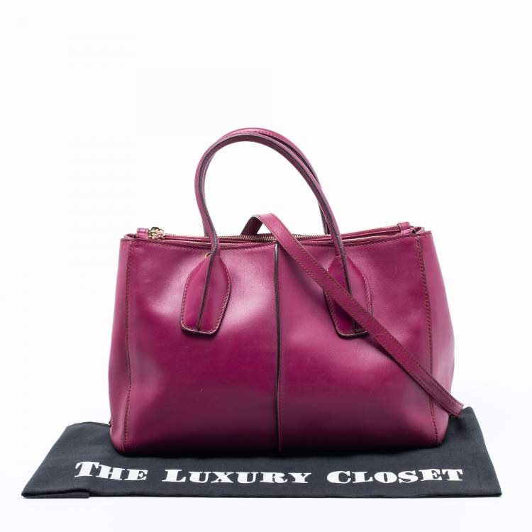 Pre Owned Tod's Purple Leather Small D-Styling Shopper Tote