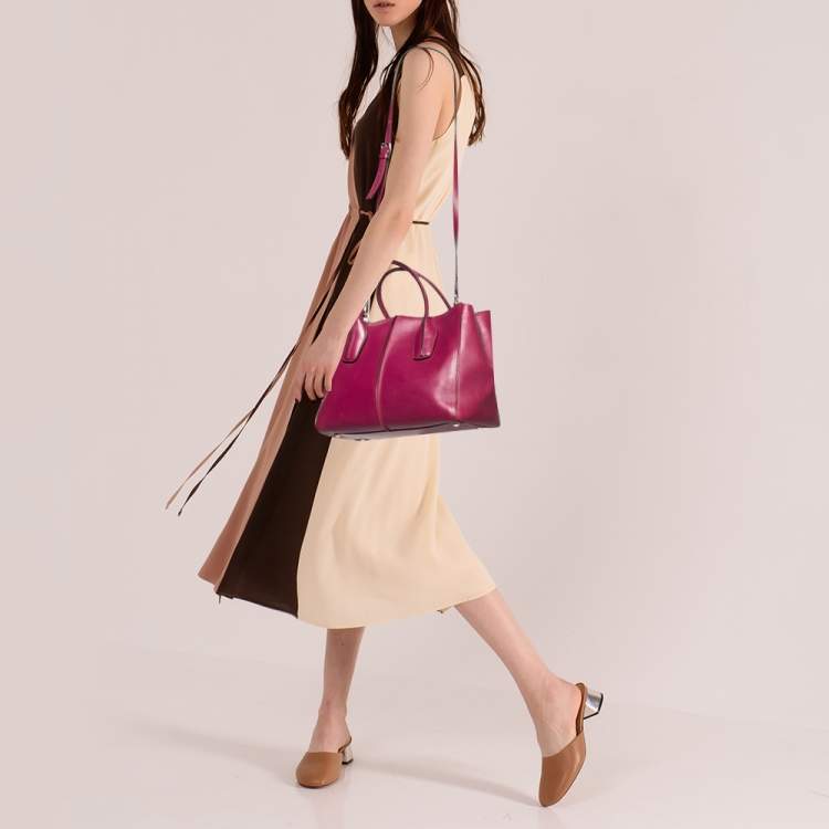 Pre Owned Tod's Purple Leather Small D-Styling Shopper Tote