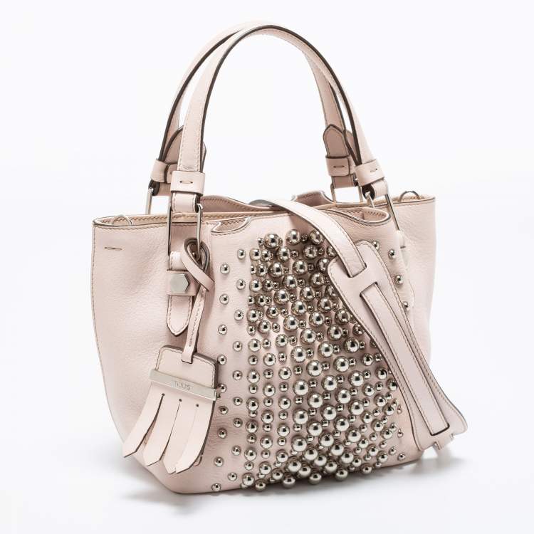 مملوكة مسبقًا Tod's Light Pink Leather Micro Flower Tote