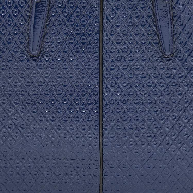 Pre Owned Tod's Navy Blue Patent Leather Signature Shopper Tote